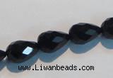 CAB799 15.5 inches 9*14mm faceted teardrop black gemstone agate beads