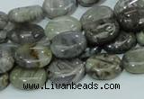 CAB80 15.5 inches 10*14mm oval silver needle agate gemstone beads