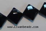 CAB804 15.5 inches 15*15mm faceted diamond black gemstone agate beads