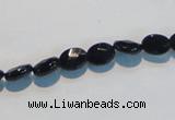 CAB805 15.5 inches 6*8mm faceted oval black gemstone agate beads