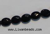 CAB806 15.5 inches 8*10mm faceted oval black gemstone agate beads