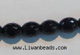 CAB817 15.5 inches 10*12mm faceted rice black agate gemstone beads