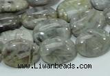 CAB82 15.5 inches 13*18mm oval silver needle agate gemstone beads