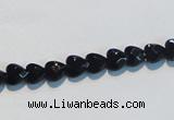 CAB824 15.5 inches 6*6mm faceted heart black agate gemstone beads