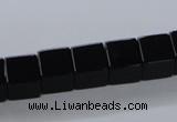 CAB835 15.5 inches 10*10mm cube black agate gemstone beads wholesale