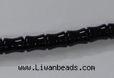 CAB842 15.5 inches 8*10mm bamboo shape black agate gemstone beads