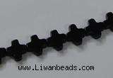 CAB845 15.5 inches 8*8mm cross black agate gemstone beads wholesale