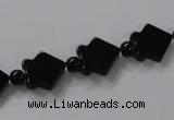 CAB849 15.5 inches 10*10mm fish black agate gemstone beads wholesale