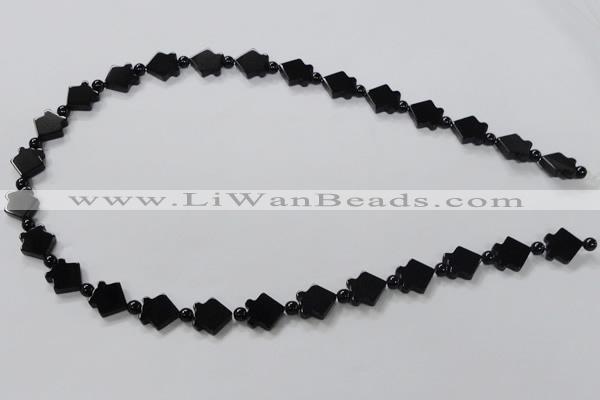 CAB849 15.5 inches 10*10mm fish black agate gemstone beads wholesale