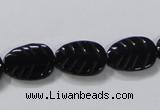 CAB851 15.5 inches 12*16mm leaf black agate gemstone beads wholesale