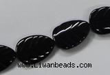 CAB852 15.5 inches 13*18mm leaf black agate gemstone beads wholesale