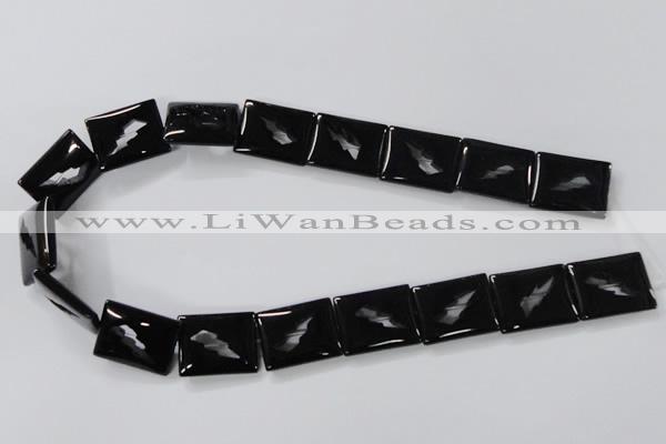 CAB866 15.5 inches 18*22mm rectangle black agate gemstone beads wholesale