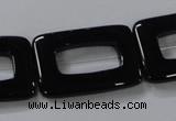 CAB867 15.5 inches 20*30mm rectangle black agate gemstone beads wholesale