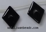 CAB870 22*40mm top-drilled rhombic black agate gemstone beads wholesale