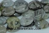 CAB90 15.5 inches 12*16mm oval silver needle agate gemstone beads