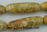 CAB939 15.5 inches 13*40mm rice yellow crazy lace agate beads wholesale