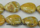 CAB941 15.5 inches 18*25mm flat teardrop yellow crazy lace agate beads