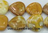 CAB942 15.5 inches 20*20mm heart yellow crazy lace agate beads