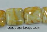 CAB947 15.5 inches 20*20mm square yellow crazy lace agate beads