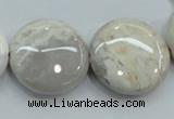 CAB964 15.5 inches 25mm flat round ocean agate gemstone beads