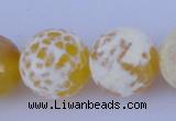 CAB970 15.5 inches 14mm faceted round fire crackle agate beads