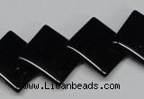 CAB985 15.5 inches 18*18mm rhombic black agate gemstone beads wholesale