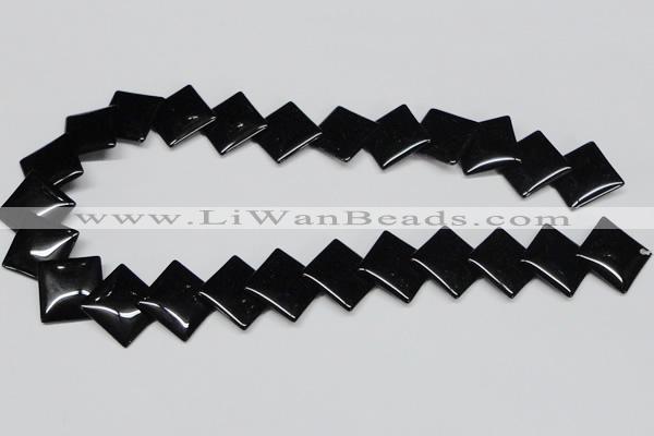 CAB985 15.5 inches 18*18mm rhombic black agate gemstone beads wholesale