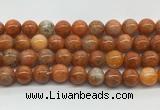 CABS08 15 inches 10mm round orange calcite gemstone beads wholesale