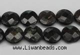 CAE115 15.5 inches 12mm faceted coin astrophyllite beads wholesale