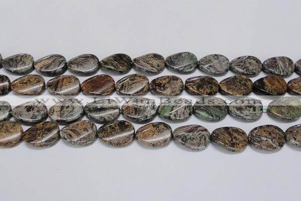 CAF138 15.5 inches 15*20mm twisted oval Africa stone beads