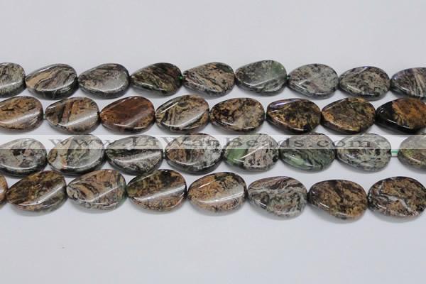 CAF140 15.5 inches 20*30mm twisted oval Africa stone beads