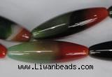 CAG1017 15.5 inches 12*40mm rice rainbow agate beads