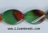 CAG1063 15.5 inches 18*25mm twisted oval rainbow agate beads