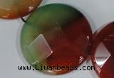 CAG1083 15.5 inches 40mm faceted coin rainbow agate beads