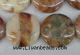 CAG1091 15.5 inches 25mm flat round Morocco agate beads wholesale