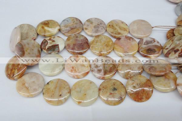 CAG1092 15.5 inches 30mm flat round Morocco agate beads wholesale