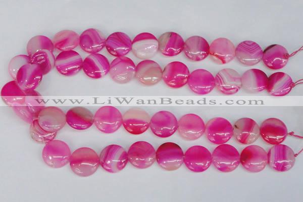 CAG1170 15.5 inches 18mm flat round line agate gemstone beads