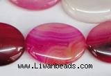 CAG1178 15.5 inches 22*30mm oval line agate gemstone beads