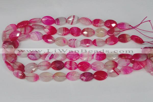 CAG1191 15.5 inches 13*18mm faceted oval line agate gemstone beads