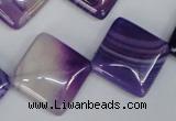 CAG1225 15.5 inches 20*20mm diamond line agate gemstone beads