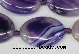 CAG1237 15.5 inches 22*30mm oval line agate gemstone beads