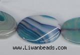 CAG1295 15.5 inches 20*30mm twisted oval line agate gemstone beads