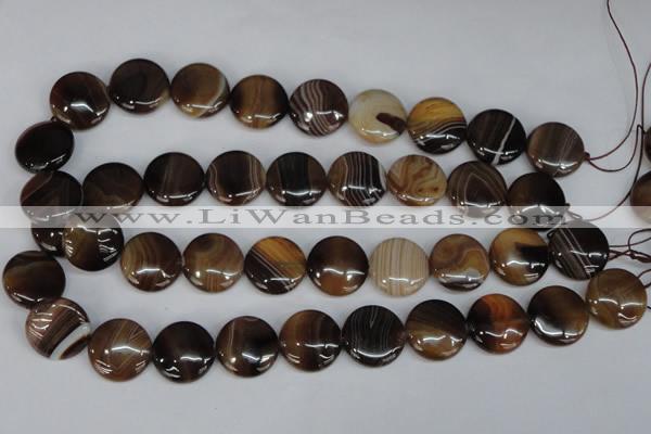 CAG1308 15.5 inches 20mm flat round line agate gemstone beads