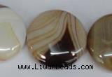 CAG1310 15.5 inches 30mm flat round line agate gemstone beads