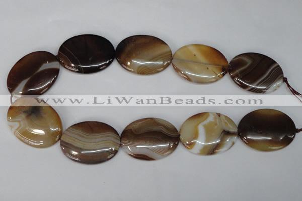 CAG1319 15.5 inches 30*40mm oval line agate gemstone beads