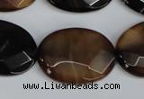 CAG1351 15.5 inches 22*30mm faceted oval line agate gemstone beads