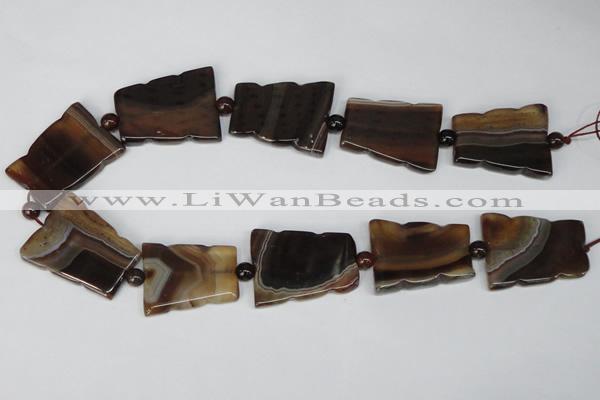 CAG1356 15.5 inches 28*35mm trapezoid line agate gemstone beads