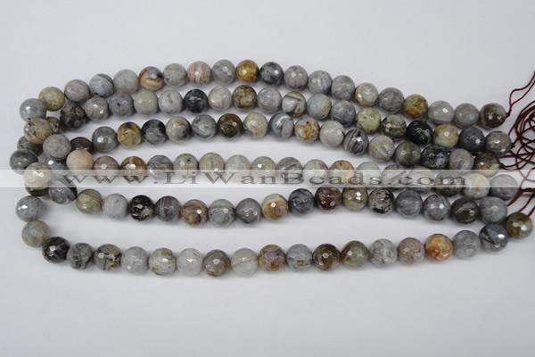 CAG1433 15.5 inches 10mm faceted round bamboo leaf agate beads