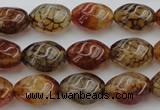 CAG1455 15.5 inches 10*15mm twisted rice dragon veins agate beads