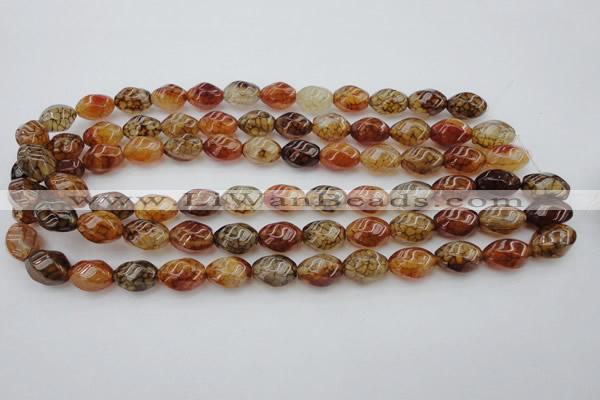 CAG1455 15.5 inches 10*15mm twisted rice dragon veins agate beads